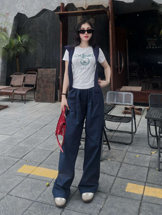Quần ống rộng vải linen form xuông may dập ly, quần ống suông nữ l...