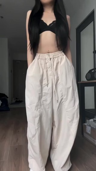 Quần Parachute Harem Nam Nữ Dáng Thụng Vintage, Quần Dài Vải Kaki ...