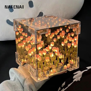 Tulip stereo Rubik Cube gương đèn ngủ thủ công DIY hoa hồng chất l...