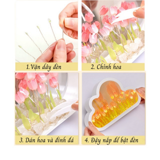 Đèn Ngủ Hoa Tulip Tự Làm Decor Cute Dễ Thương, Đèn Ngủ Trang Trí 3...