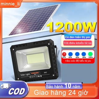 Đèn năng lượng mặt trời 1200W có điều khiển đen pha led ngoài trời...
