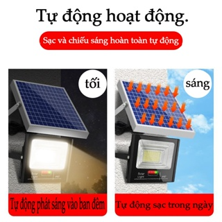 Đèn năng lượng mặt trời 1200W có điều khiển đen pha led ngoài trời...
