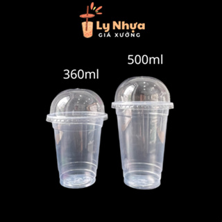 Lốc 50 Ly Nhựa PP Trơn Đáy Bằng Loại Dày 360ml, 500ml, 650ml, 700m...