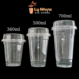 Lốc 50 Ly Nhựa PP Trơn Đáy Bằng Loại Dày 360ml, 500ml, 650ml, 700m...