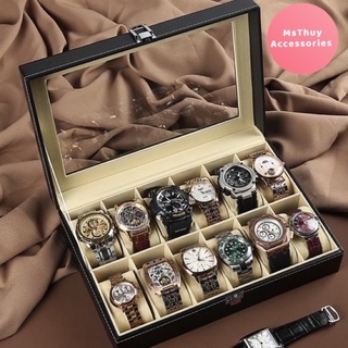 Hộp đựng đồng hồ bọc da PU 15 mẫu có chốt chống trộm... Hộp đựng đồng hồ bọc da PU 15 mẫu có chốt chống trộm...