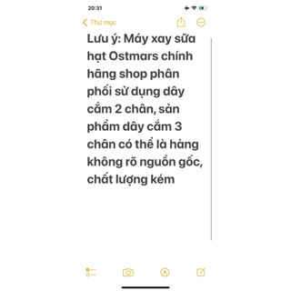 Dây cắm 2 chân Máy làm sữa hạt mini chính hãng Ostmars dành cho tr...