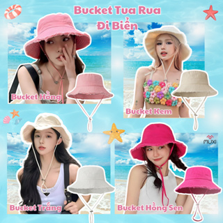 Mũ bucket tua rua trơn vải kaki mềm mịn , nón tai bèo vành rộng cá...
