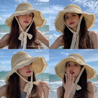 Mũ nón cói nữ đi biển vành rộng thời trang cao cấp tiểu thư có dây...