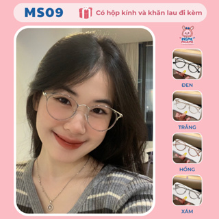 Gọng kính cận nữ mắt tròn chất liệu nhựa lõi kim loại xinh xắn, dễ...