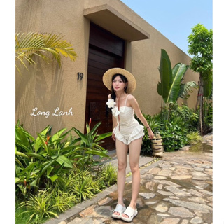 Sét đồ nữ bikini đi biển váy đi biển siêu xinh vải sóng xốp nổi hà...