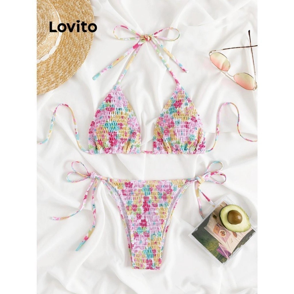[Mã FADEP0706 giảm đến 30k đơn từ 99k] Bộ bikini Lovito vải sọc gâ...