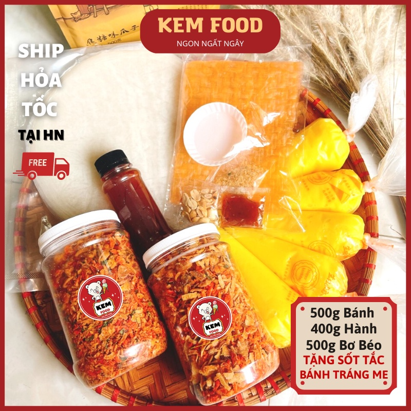 COMBO Bánh tráng phơi sương 500G  Tép hành phi 400  Bơ hột gà 500G...