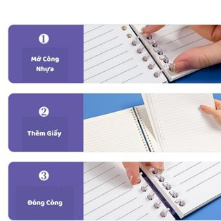 Sổ vở còng thay được giấy A5 B5 -120 trang kẻ ngang SHIORI- Thiết ...