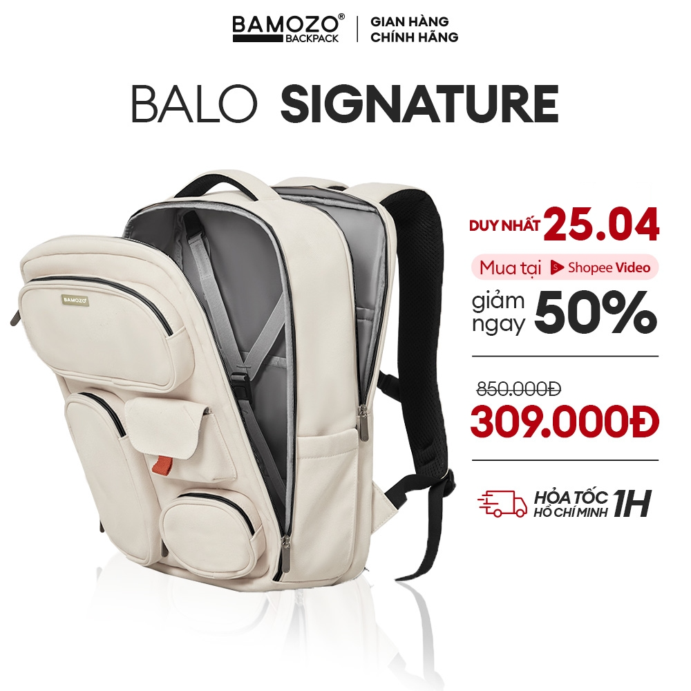 Balo laptop 15,16 inch chống sốc Bamozo Signature Backpack, Cặp đi...