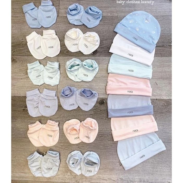 [Nous] Phụ kiện mũ  đôi bao tay  đôi bao chân Nous cho bé sơ sinh ...