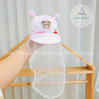 Mũ Cho Bé Sơ Sinh Có Khăn Voan Hình Gấu Che Mặt Nón Chống Dịch, Ch...