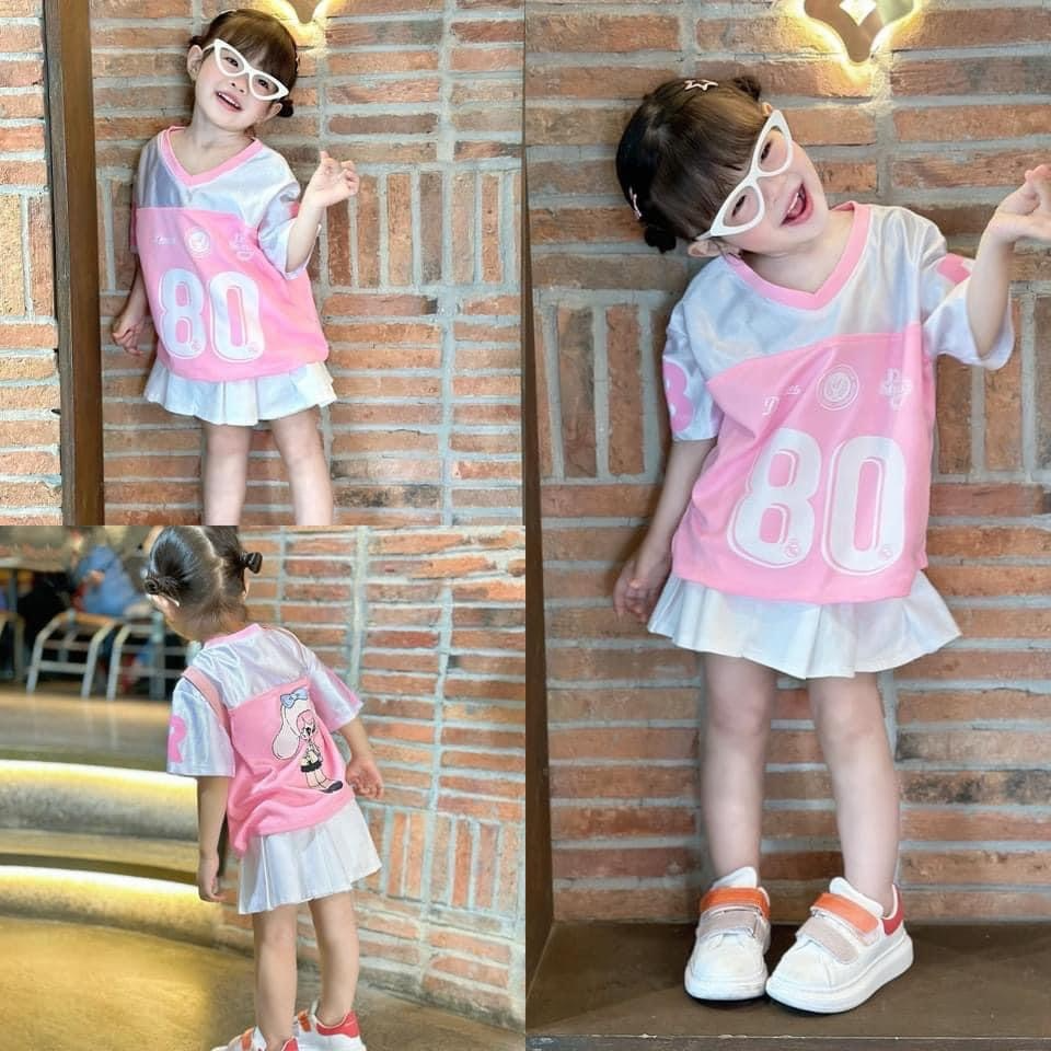 Áo thun cổ tim cho bé hình kuromi, áo thun trẻ em chất tráng bạc s...