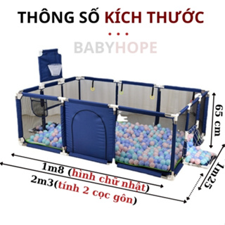 Quây bóng, nhà bóng cho bé hình chữ nhật khung INOX TẶNG 10 BÓNG...