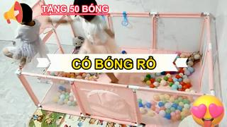 Quây bóng, nhà bóng cho bé hình chữ nhật khung INOX TẶNG 10 BÓNG...