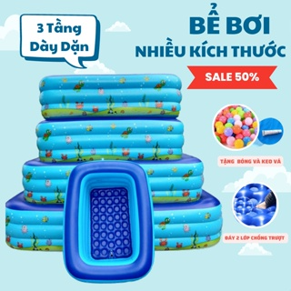 Hồ bơi phao cho bé 3 tầng loại 3M, 2M6, 2m1 và 1m8,1M5 ... đáy 2 l...