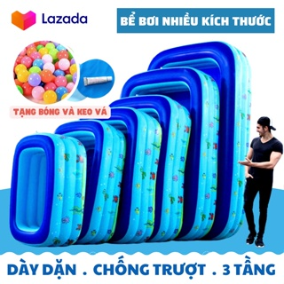 Hồ bơi phao cho bé 3 tầng loại 3M, 2M6, 2m1 và 1m8,1M5 ... đáy 2 l...