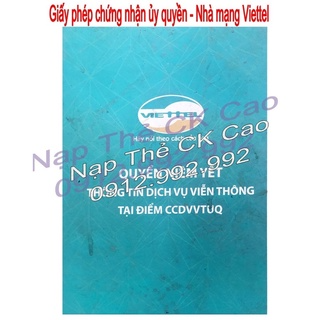 Thẻ Cào Viettel Mệnh Giá 100K - 50K ( Nạp Nhanh Chiết Khấu Cao )...