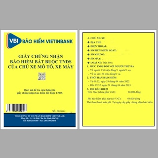 TOÀN QUỐC [ E-Voucher] Bảo Hiểm TRÁCH NHIỆM DÂN SỰ XE MÁY dưới 50c...