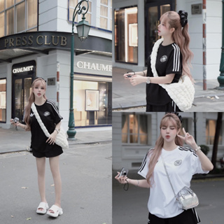 k Set Bộ Đồ Thể Thao Nữ DAS Áo Phông Ngắn Tay Rót Sọc Vai Mix Chân...