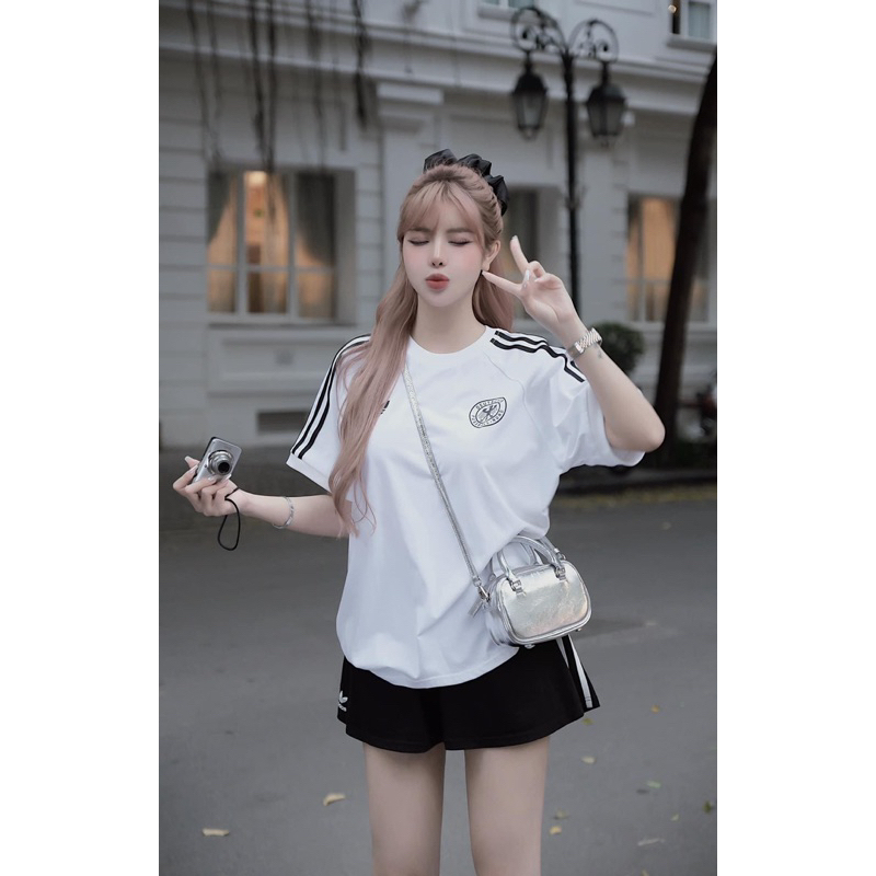 k Set Bộ Đồ Thể Thao Nữ DAS Áo Phông Ngắn Tay Rót Sọc Vai Mix Chân...