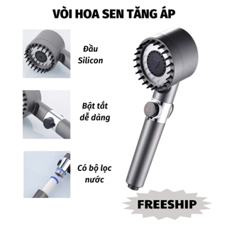 (Tặng Dây Vòi 1m5)Vòi Hoa Sen Vòi Sen Tăng Áp Có Đầu Chải Silicon ...