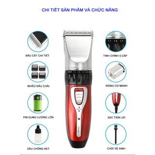 Tông Đơ Cắt Tóc Gia Đình, Máy Hớt Tóc Tại Nhà Tích Điện Kèm Phụ Ki...