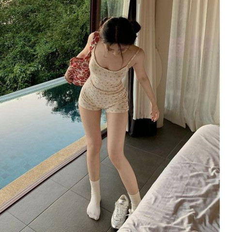 Jumpsuit hoa nhí nữ, bodysuit set áo liền quần MYA hở lưng ôm sát ...