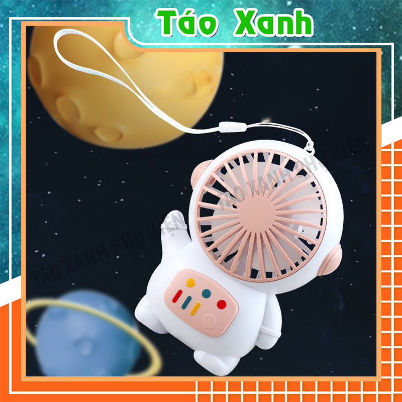 Quạt Tích Điện Mini Cầm Tay Hình Phi Hành Gia Có Cổng Sạc USB Và D...