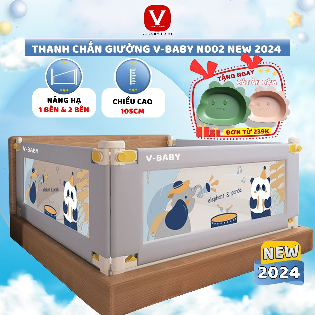Thanh chắn giường 2024 V-BABY N1S & N1 Nâng Hạ 1 Bên & N002 & N3 C...