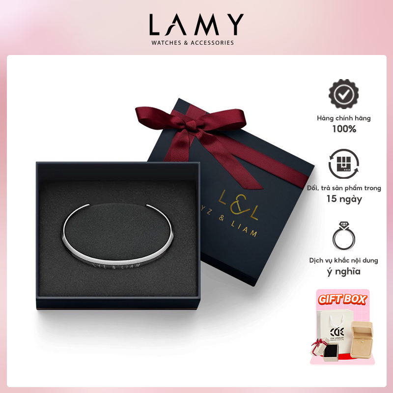 Vòng tay nam nữ Lyz and Liam Classic LL Cuff Silver - Gift Box Hộp...